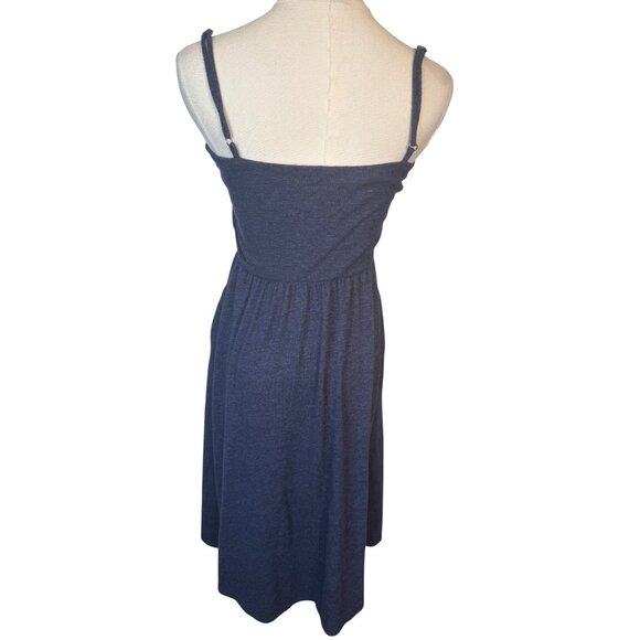 Chasor XS Navy Blue Sleeveless Midi Dress Adjustable Spaghetti Straps - Picture 2 of 16